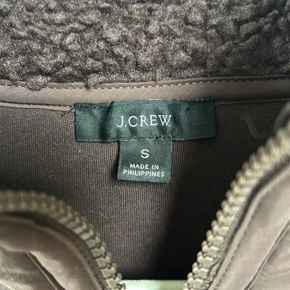 J.Crew Teddy Sherpa Half-Zip Sweatshirt in Chocolate Brown Size Small EUC - Picture 3 of 6